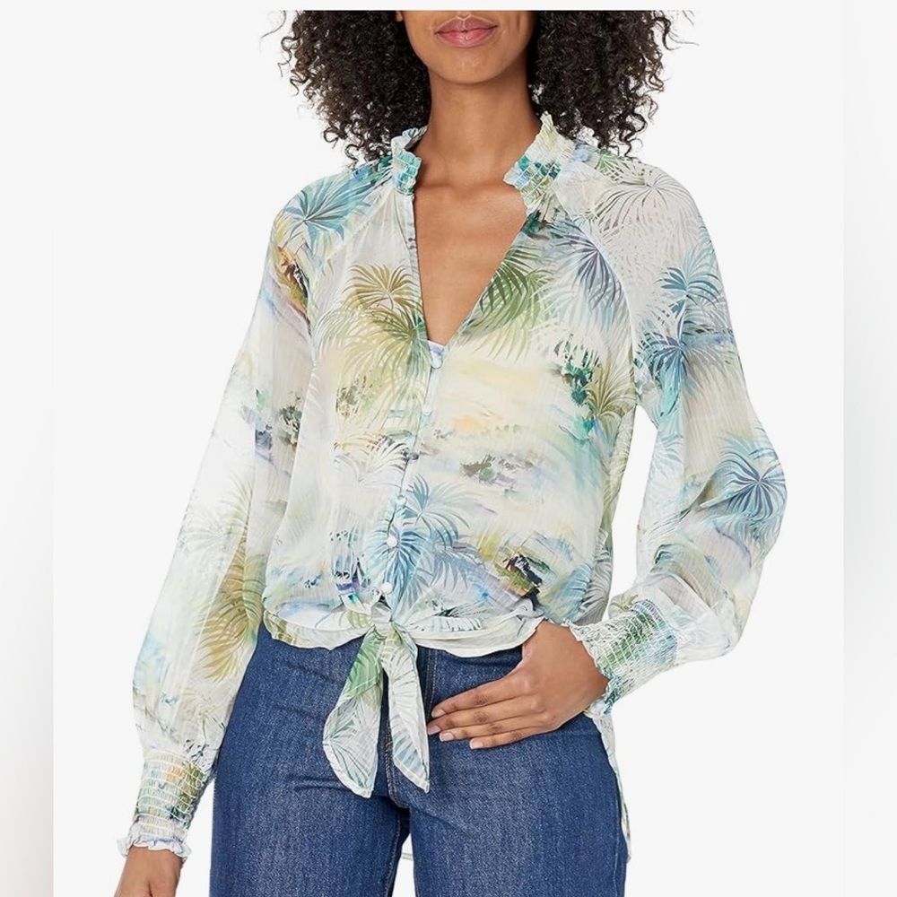 GUESS Pastel Palm Print Blouse